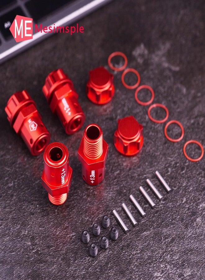 Mesimsple Alum +13mm Wide Wheel Hex Hub for Arrma 1/7 Mojave Infraction Felony Limitless Fireteam 1/8 Kraton Outcast 6S BLX & EXB Series Upgrade Parts Red - Image 3